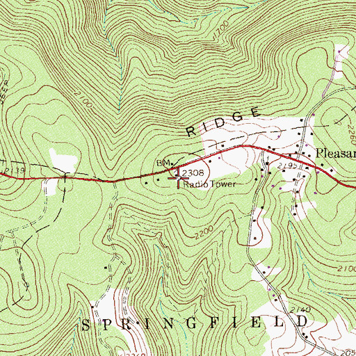 Topographic Map of WLSW-FM (Scottdale), PA
