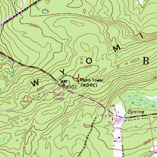 Topographic Map of WKRZ-FM (Wilkes-Barre), PA