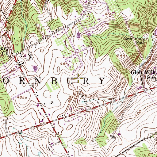 Topographic Map of WXUR-AM (Media), PA