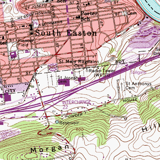 Topographic Map of WEST-AM (Easton), PA