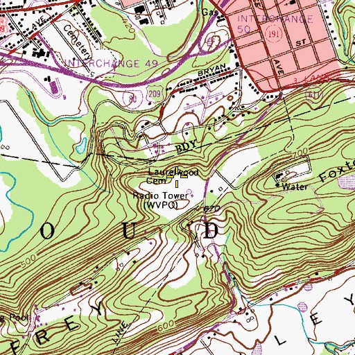 Topographic Map of WVPO-AM (Stroudsburg), PA