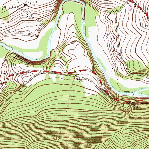 Topographic Map of McCauley, PA