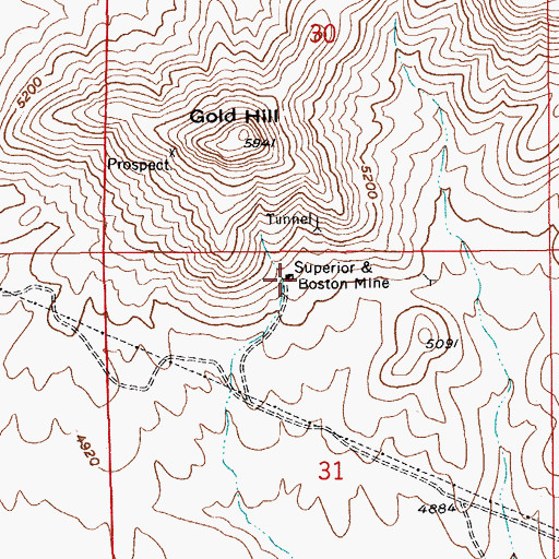 Topographic Map of Superior Mine, AZ