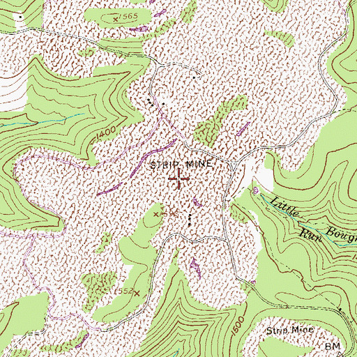 Topographic Map of Perry Moshannon Mine, PA