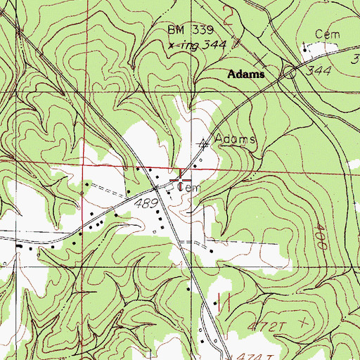 Topographic Map of Hillcrest Baptist Church, AL