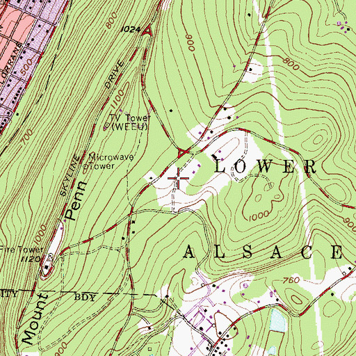 Topographic Map of Camp Jolly, PA