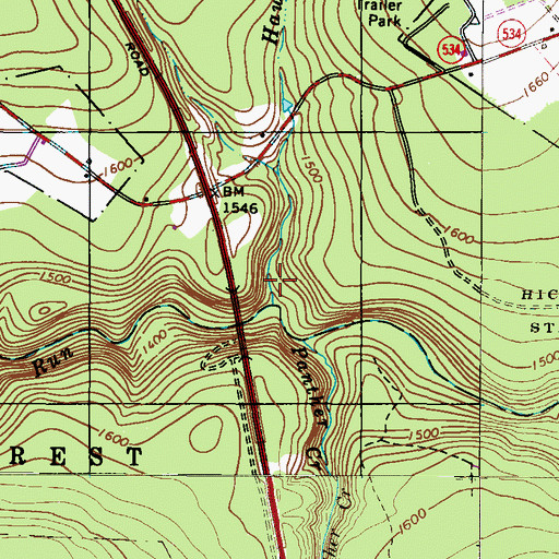 Topographic Map of Hawk Falls, PA