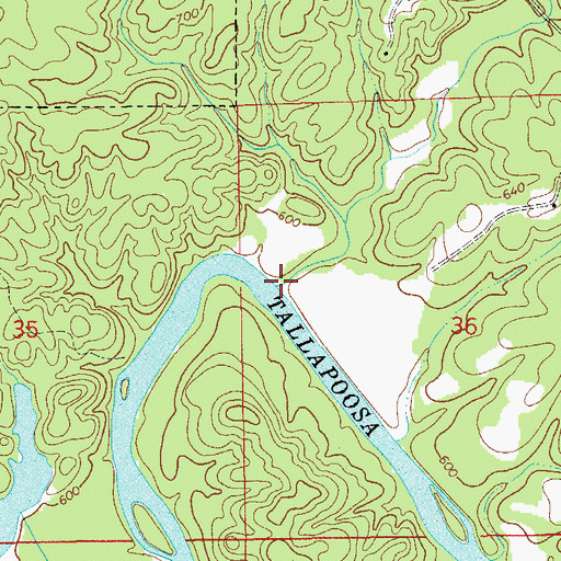Topographic Map of Hodnett Mill Creek, AL