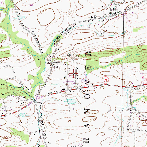 Topographic Map of Houck Manor, PA