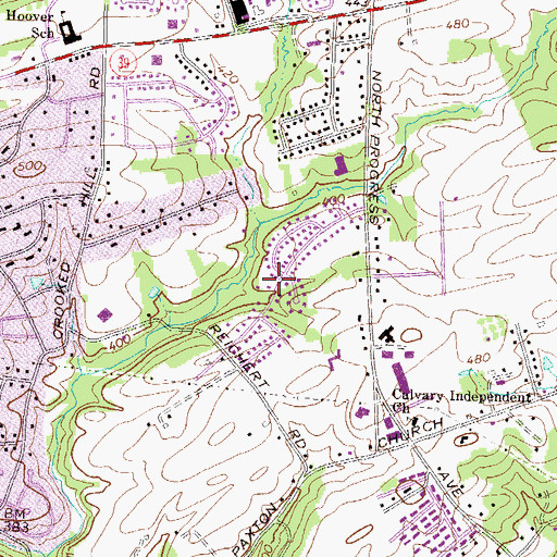 Topographic Map of Woodridge Estates, PA