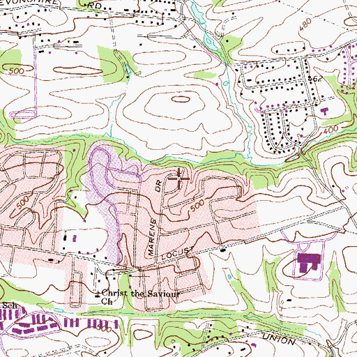 Topographic Map of Marene Village, PA