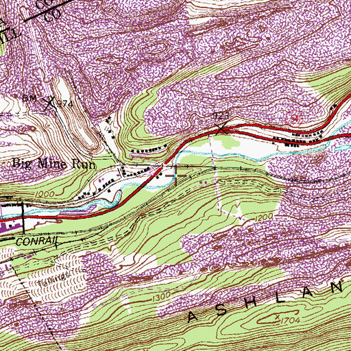 Topographic Map of Big Mine Run (historical), PA