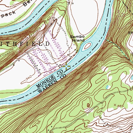 Topographic Map of Wallpack Bend, PA