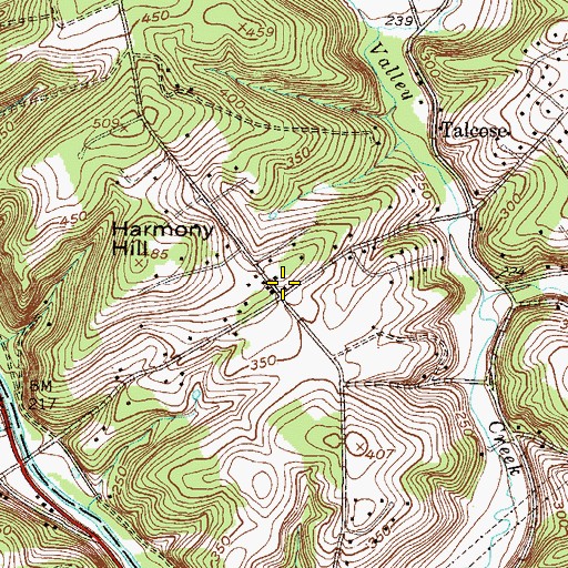 Topographic Map of Harmony Hill, PA