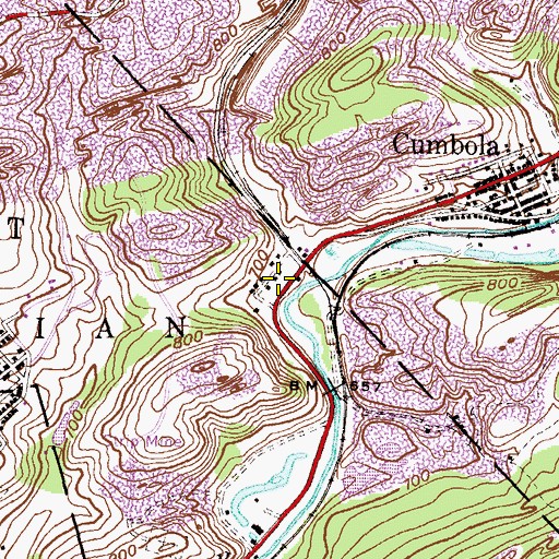 Topographic Map of Belmont, PA