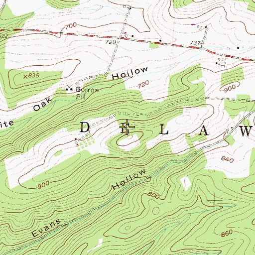 Topographic Map of Dewey Hill, PA