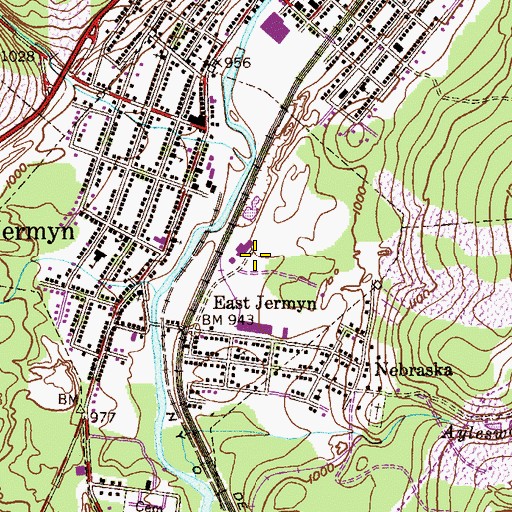 Topographic Map of Jermyn Shaft Breaker, PA