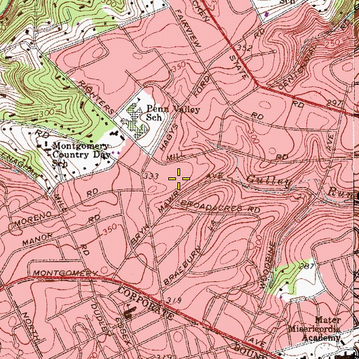 Topographic Map of Penn Valley, PA