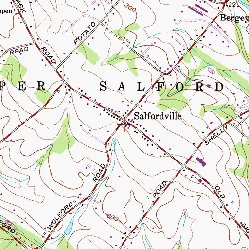 Topographic Map of Salfordville, PA