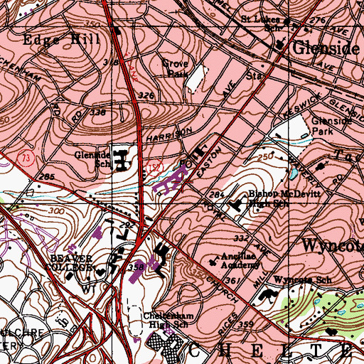 Topographic Map of Oak Summit, PA