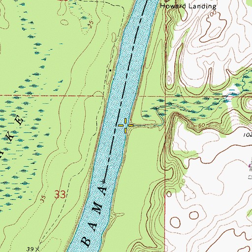 Topographic Map of Hollinger Creek, AL