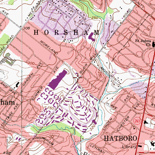 Topographic Map of Blair Mill Village East, PA