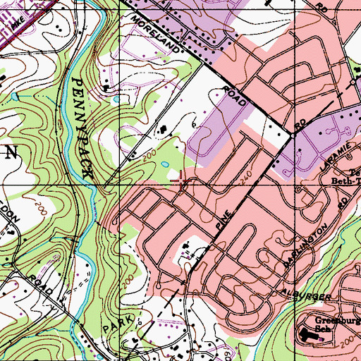 Topographic Map of Wyndmoor Estates, PA