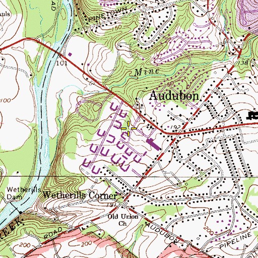 Topographic Map of Audobon Gardens, PA