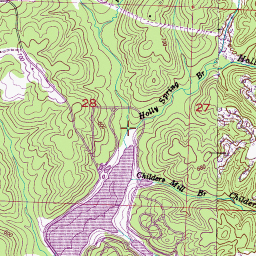 Topographic Map of Holly Spring Branch, AL
