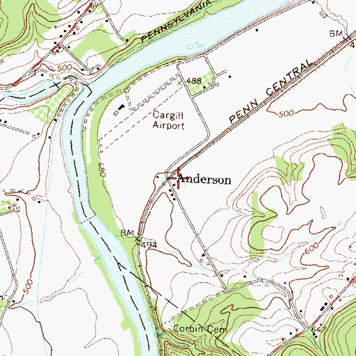 Topographic Map of Anderson, PA