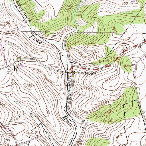 Topographic Map of Brownton, PA