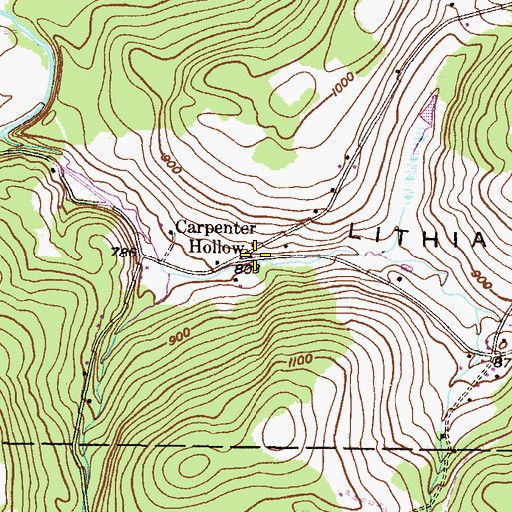 Topographic Map of Carpenter Hollow, PA