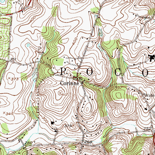 Topographic Map of Corinne, PA