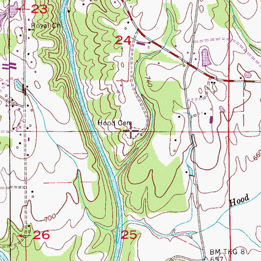 Topographic Map of Hood Cemetery, AL