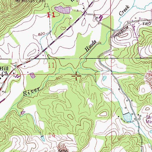 Topographic Map of Hoods Creek, AL