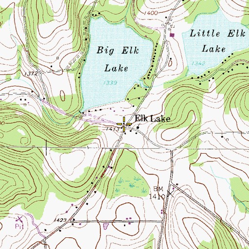Topographic Map of Elk Lake, PA