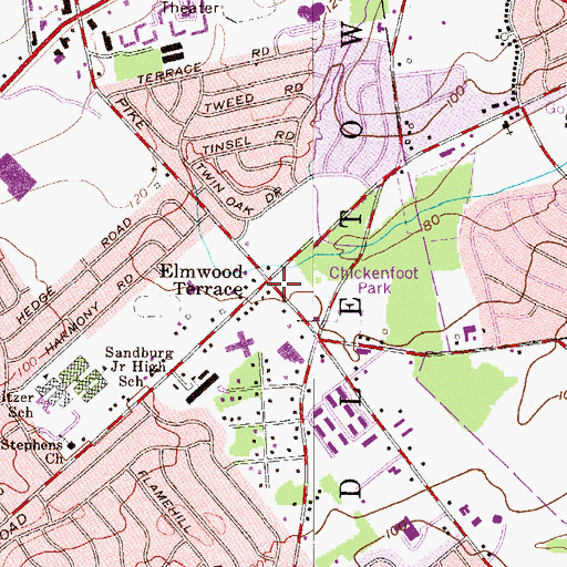 Topographic Map of Elmwood Terrace, PA