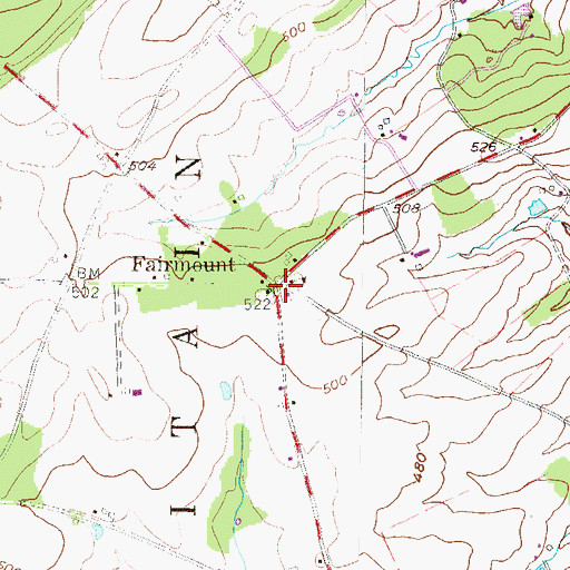Topographic Map of Fairmount, PA