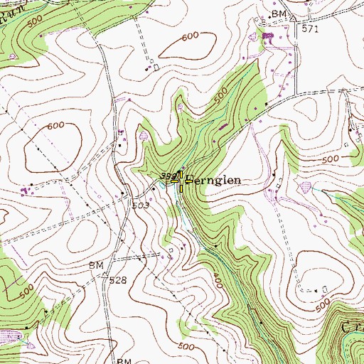 Topographic Map of Fernglen, PA