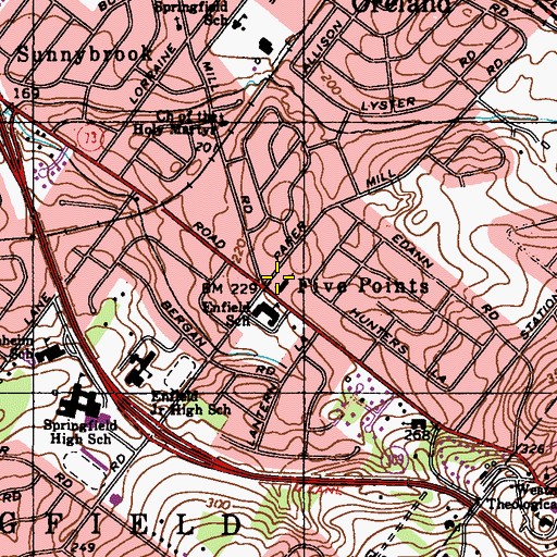 Topographic Map of Five Points, PA
