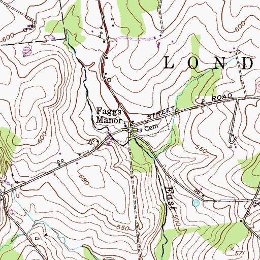 Topographic Map of Faggs Manor, PA