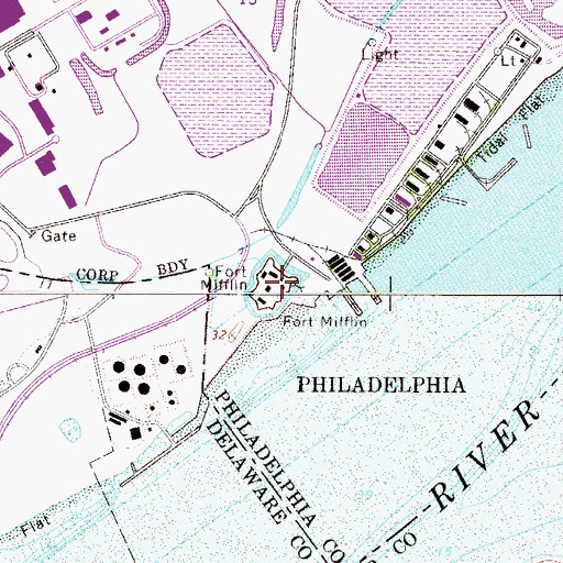 Topographic Map of Fort Mifflin, PA
