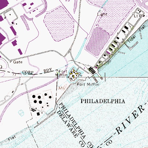 Topographic Map of Fort Mifflin, PA