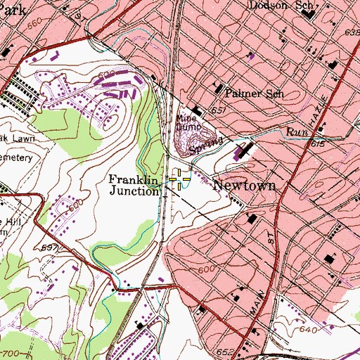 Topographic Map of Franklin Junction, PA