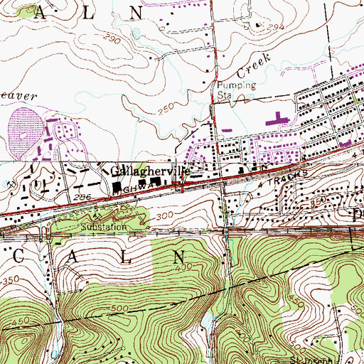 Topographic Map of Gallagherville, PA