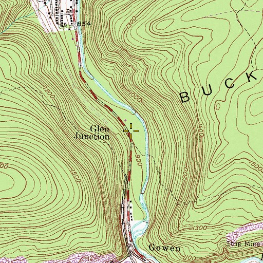 Topographic Map of Glen Junction, PA