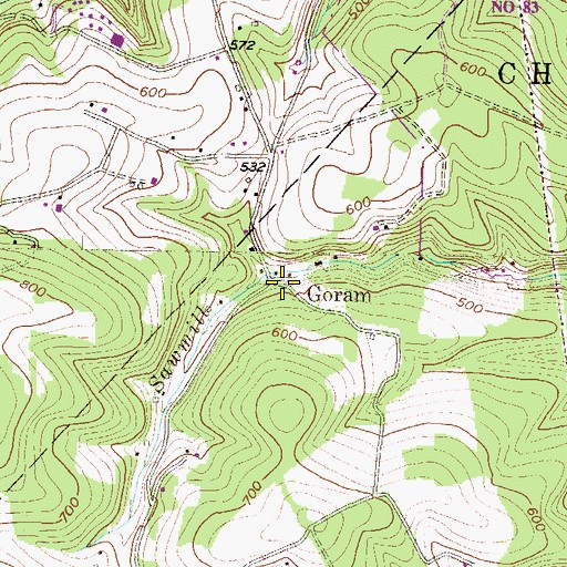 Topographic Map of Goram, PA
