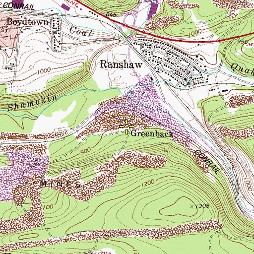 Topographic Map of Greenback, PA