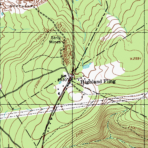 Topographic Map of Highland Fling, PA
