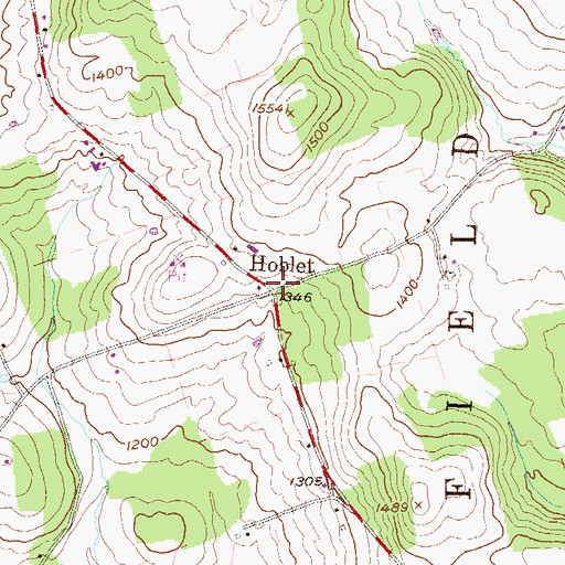 Topographic Map of Hoblet, PA
